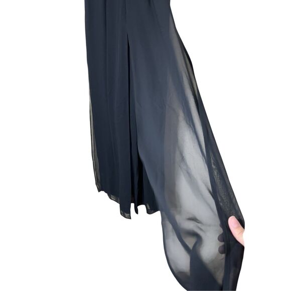 Vintage 80s 90s Cache Black Chiffon Overlay Wide Leg High Waist Pants Size 2 - Picture 8 of 10